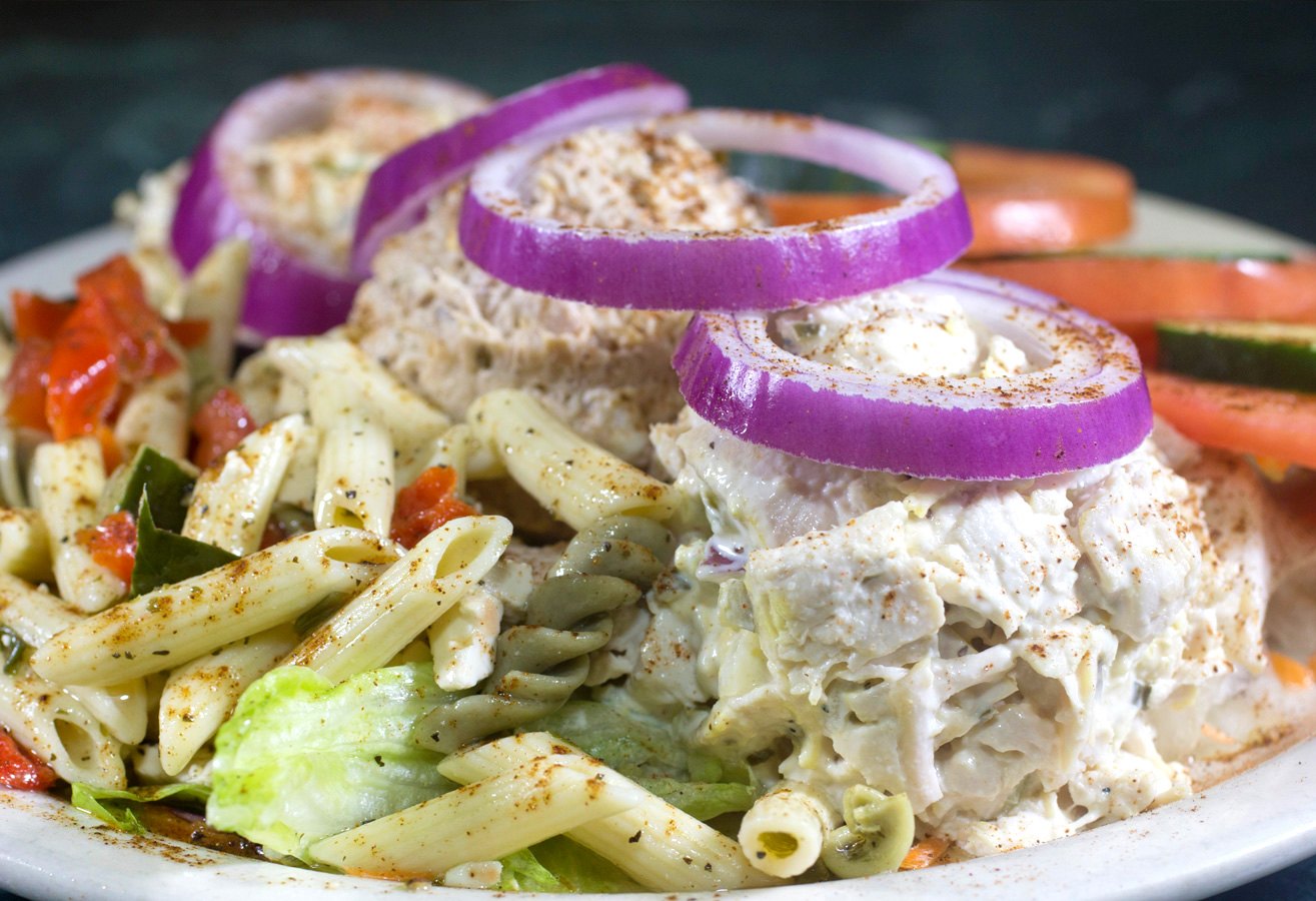 tuna, chicken, shrimp salad